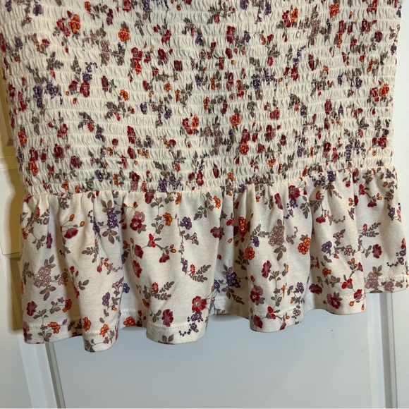 AMERICAN EAGLE OFF THE SHOULDER FLORAL PATTERNED WHITE TOP SIZE SMALL - Picture 5 of 11